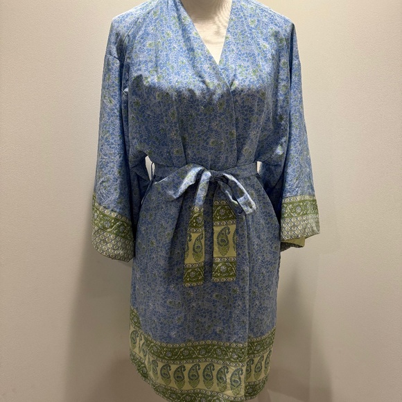 Vintage Oscar De La Renta for Neiman Marcus Kimono Robe, Lightweight, Blue, L - Picture 1 of 12